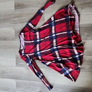 Red blue and white checkers sweater dress